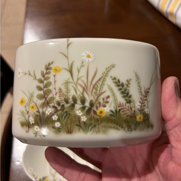 Vintage Otagiri Ferns and Daisies Bathroom Vanity Set 3 Pieces Made in Japan - Picture 8 of 9